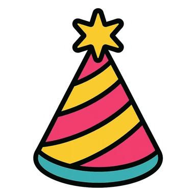 party hat color icon style sticker