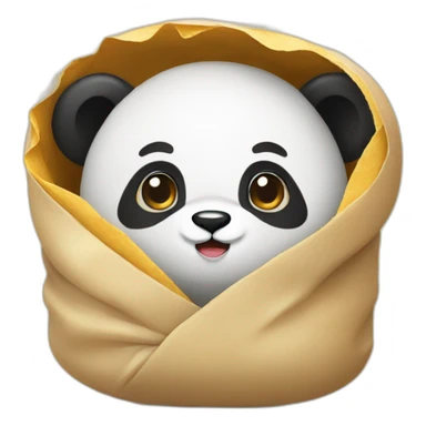 a panda wrapped up in a burrito sticker