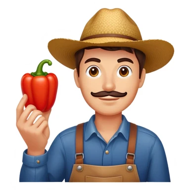farmer holding a red bell pepper sticker