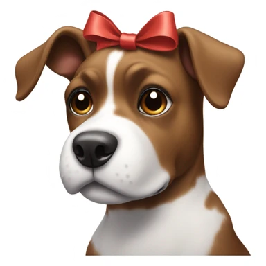Brown, Black and White dog with a bow on its head sticker