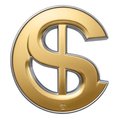 A double dollar sign emoji made of polished silver chrome, smooth metallic surface, glossy reflections, luxury swag vibe, minimal iOS emoji style, centered on white background sticker