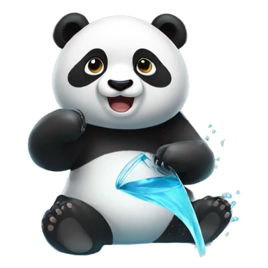 Panda play with water sticker