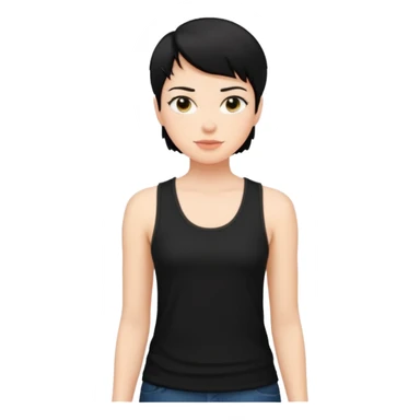 a white woman with short tomboy black hair wearing men's black tank top sticker