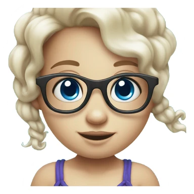 little cute mermaid with blue eyes and spectacles sticker