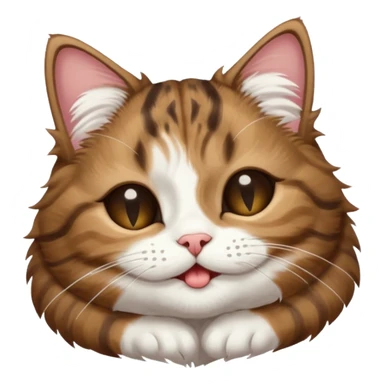 dark brown tabby and white cat in funny positions upside down with eyes closed sticker