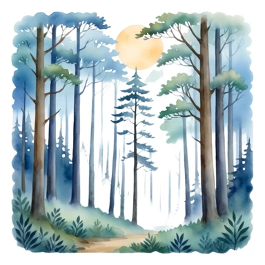 watercolor misty forest sticker