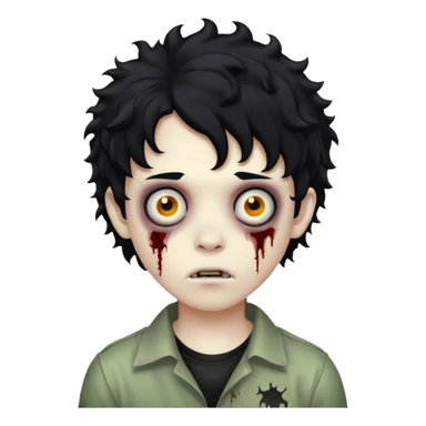 boy zombie with black hair curly emo sticker