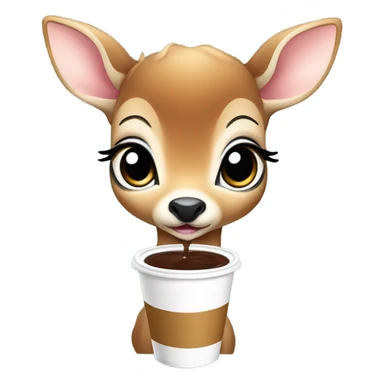 Baby deer drinking iced coffee sticker
