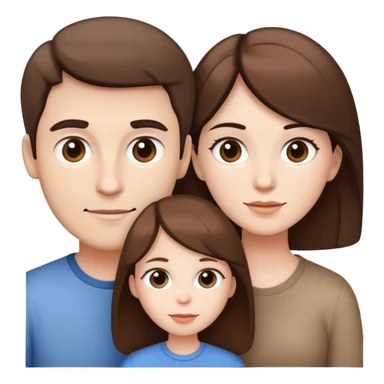 family 3 people, white skin and all brown hair  sticker