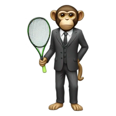 monkey professor with suit playing tennis sticker