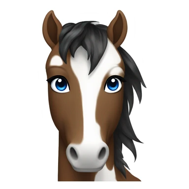Brown and white spotted pony black hair and blue eyes  sticker