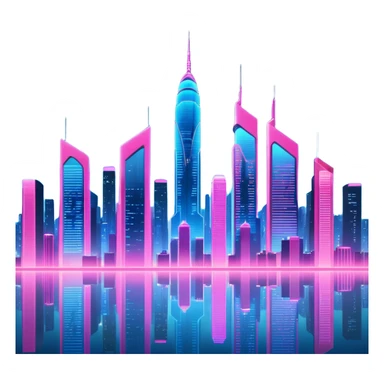 A futuristic cityscape at night, with neon lights and towering skyscrapers illuminating the sky sticker