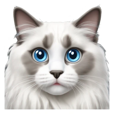 blue eyed ragdoll cat white and grey fur sitting sticker