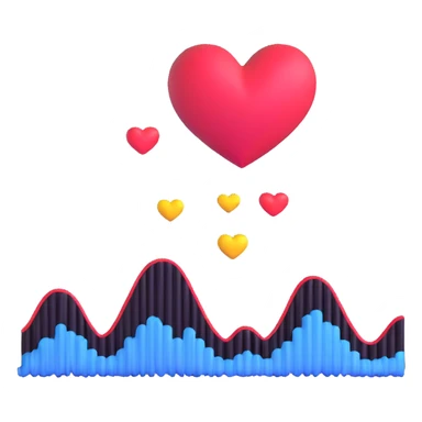 adorable sound wave character with love hearts falling in love with beautiful music sticker