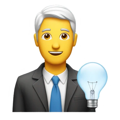 man with a light bulb near his head sticker