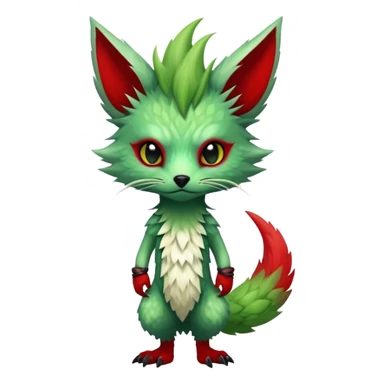 Cool Edgy Green Red ethereal badass punky Fionbri-Vernid-Trico-animal-creature full body sticker