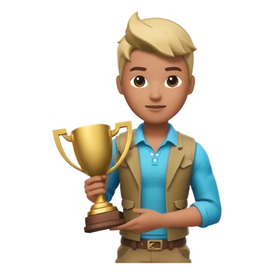 Fait moi une miniature YouTube avec un soin fortnite qui tien un tropher sticker