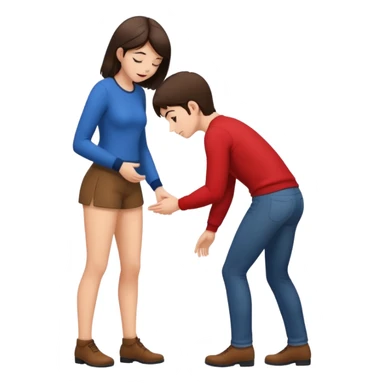 A brunette girl touching the butt of a brunette boy sticker