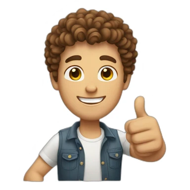 guy with curly short brown hair giving the thumbs up sticker