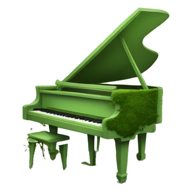 Light Green Piano with dark moss and vines growing all over it sticker