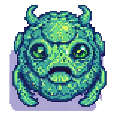 slime monster with a cute face pixel art sticker