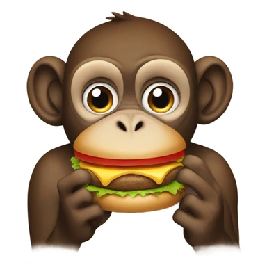 Monkey eating hamburger sticker
