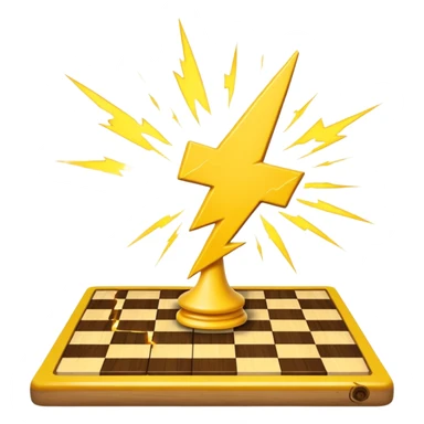 a yellow lightning bolt hitting a chess board sticker