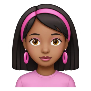 a black girl with straight hair and pink clips in the front sticker