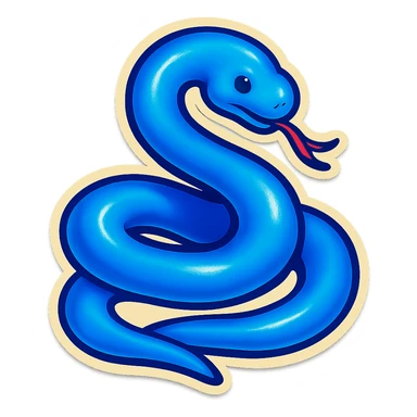 blue snake, retro sticker style sticker