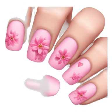 Pink heart-pink flower-pink nails sticker