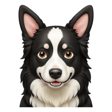 A black and white border collie with cow's horns. sticker