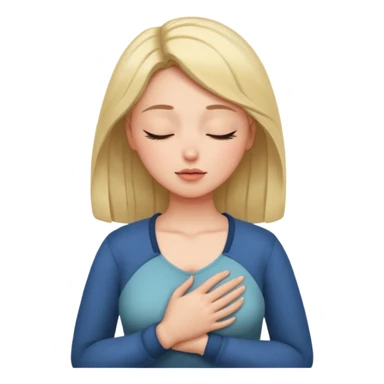 una mano en pecho ojos cerrados femenino sticker