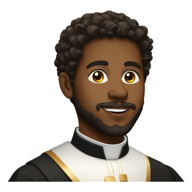 young black catholic priest beard, curly hair, with miter sticker