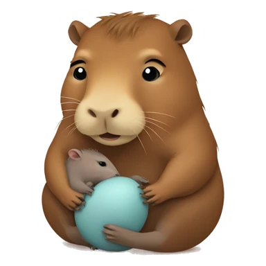 capybara holding a baby capybara sticker