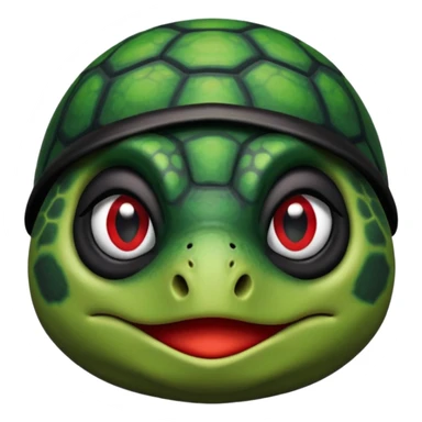 an turtle with black eyeshadow and black and red side bangs sticker