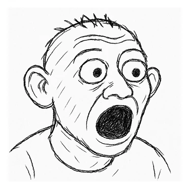 wojak meme style, guane deme character looking surprised, hand-drawn lines, white background sticker