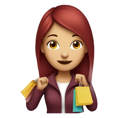 Long Burgundy haired girl, shopaholic, carrying a lot of shopping bags sticker