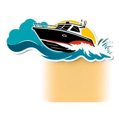 sport boat in waves sticker