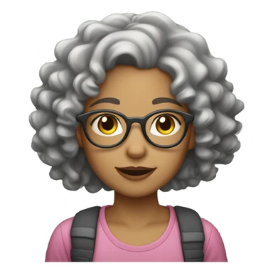 lightskin girl glasses with short grey curly hair sticker