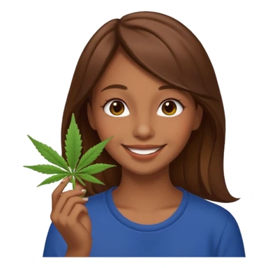 Girl happy smelling marijuana  sticker