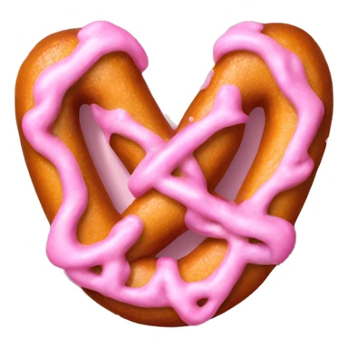 Realistic pink isolated salted pretzel winter sticker