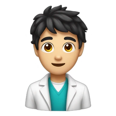 chemistry boy with black hair and his instumants on his hand sticker