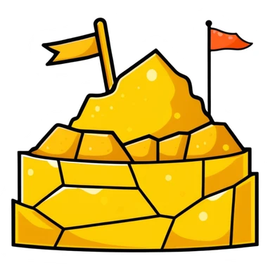 cartoon sticker style gold mine with sparkling gold sticker