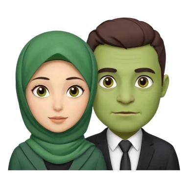 Pretty hijabi with brown eyes with ogre husband  sticker