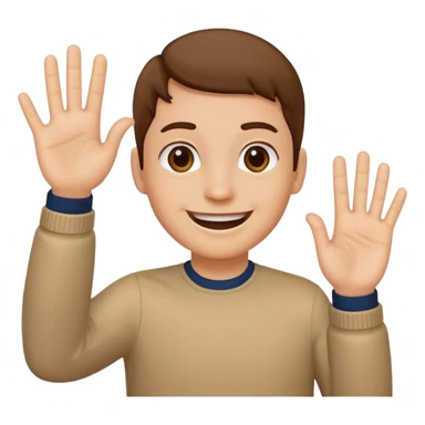 front facing smiling and waving (5 fingers) sticker