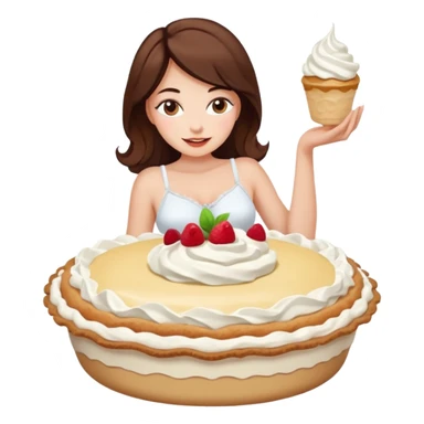 Female in panties sitting in a cream pie sticker