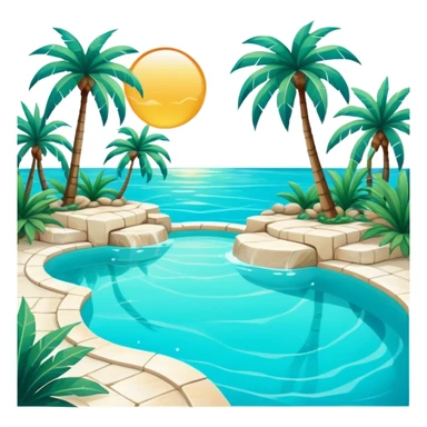 An exotic lush warm-colored romantic pool with lush warm colors sticker