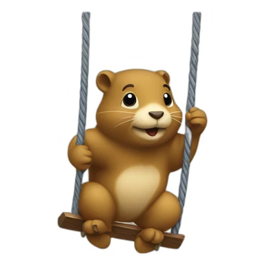 Gopher rides on a swing sticker