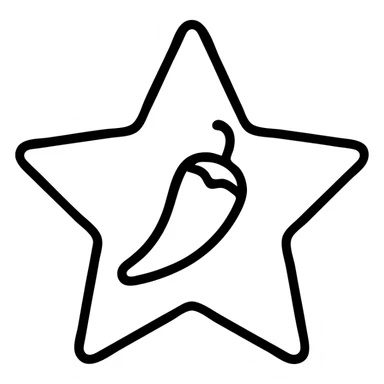 star with a chili pepper drawn inside, minimalist style sticker