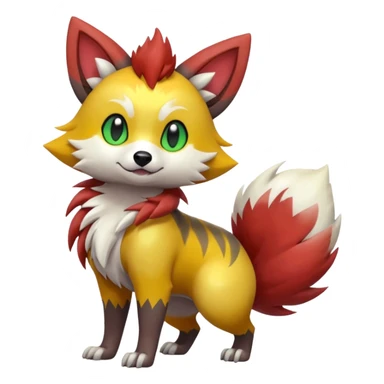 Green-Yellow-Mango-Gradients-colored Lycanroc-Furret-Zorua-Poochyena-fusion, full body sticker